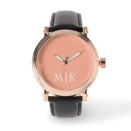 Reloj De Pulsera Peach y White | Monograma moderno