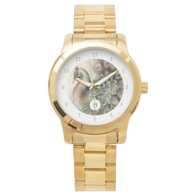 Reloj De Pulsera Peacock elegante | Añade tu inicial (Anverso)