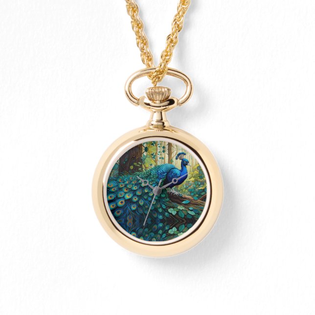 Reloj De Pulsera Peacock en el bosque (Anverso)