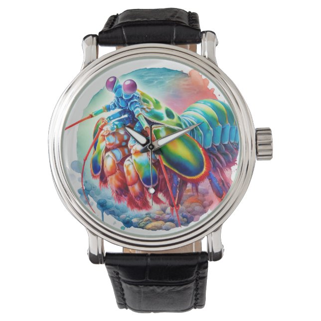 Reloj De Pulsera Peacock Mantis Shrimp REF253 - Watercolor (Anverso)