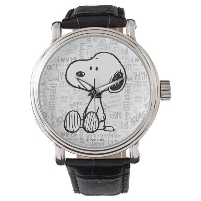 Reloj De Pulsera PEANUTS | Snoopy on Black White Comics (Anverso)