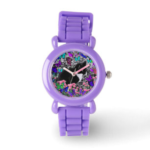 Reloj De Pulsera Pecas en mariposas II - gato del smoking