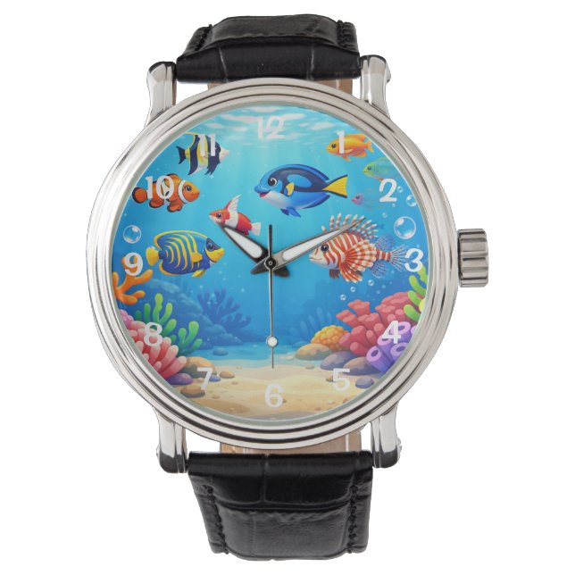 Reloj De Pulsera Peces Tropicales en Pecera  (Anverso)