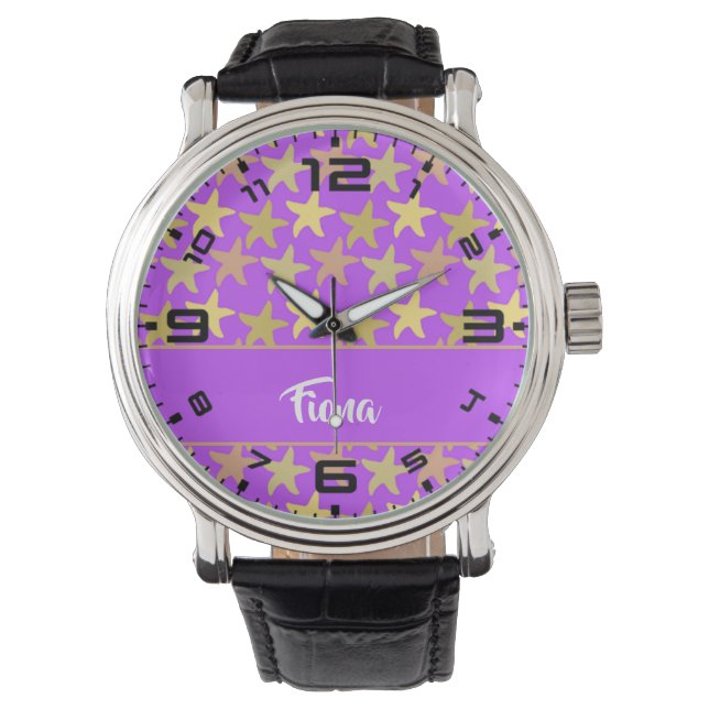 Reloj De Pulsera Pechuga colorida sobre morado (Anverso)