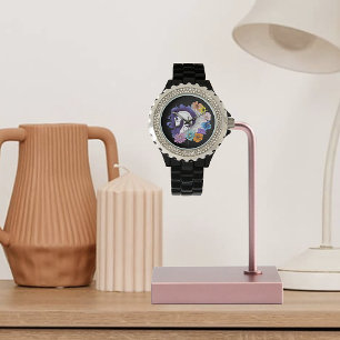 Reloj De Pulsera Pegasus Floral Negro