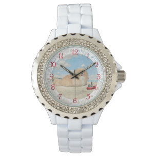 Reloj De Pulsera Pekingés en la orilla del mar