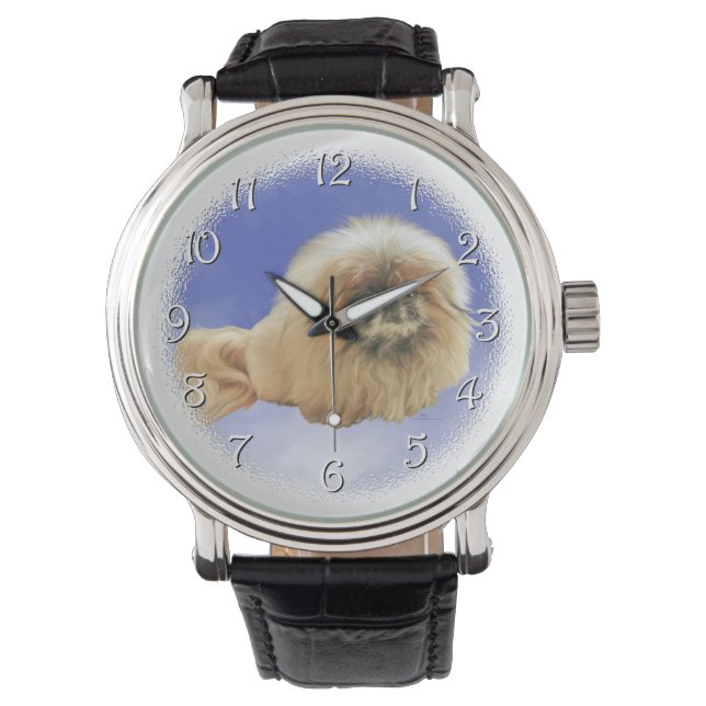 Reloj De Pulsera Pekingese sobre azul (Anverso)