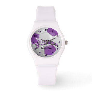 Reloj De Pulsera Pelota de fútbol púrpura personalizada