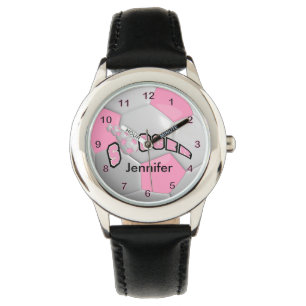 Reloj De Pulsera Pelota de fútbol rosa personalizada