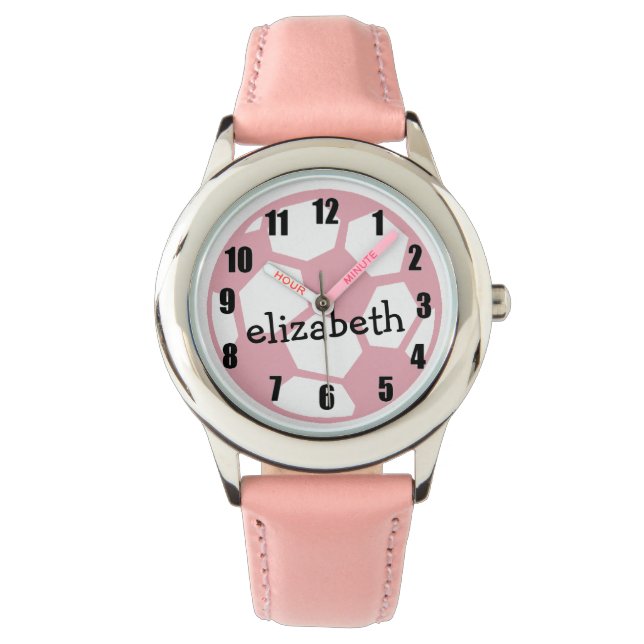 Reloj De Pulsera Pelota rosa de fútbol (Anverso)