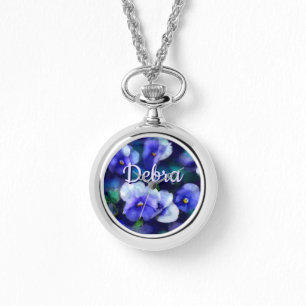 Reloj De Pulsera Pensamientos Azules Flor de Pensamiento Personaliz
