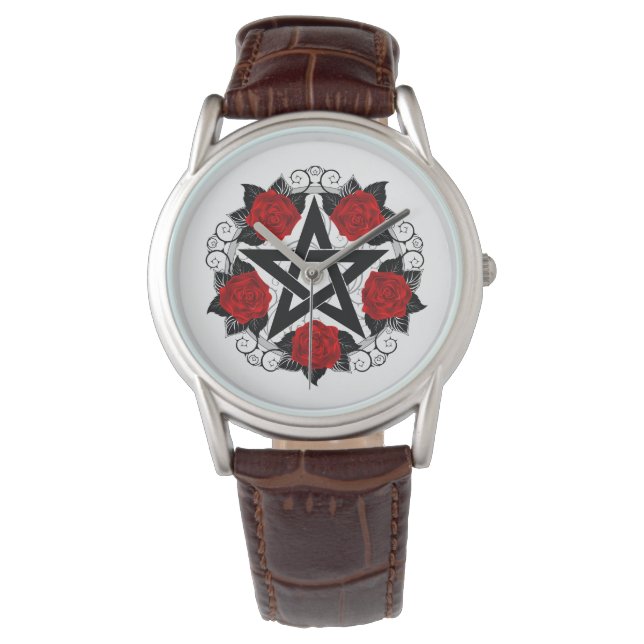 Reloj De Pulsera Pentagram con rosas rojas (Anverso)