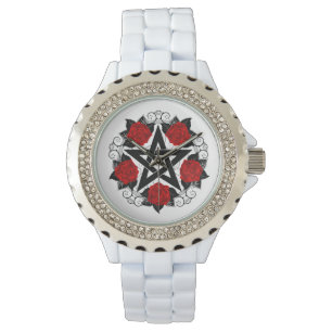 Reloj De Pulsera Pentagram con rosas rojas