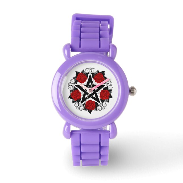 Reloj De Pulsera Pentagram con rosas rojas (Anverso)