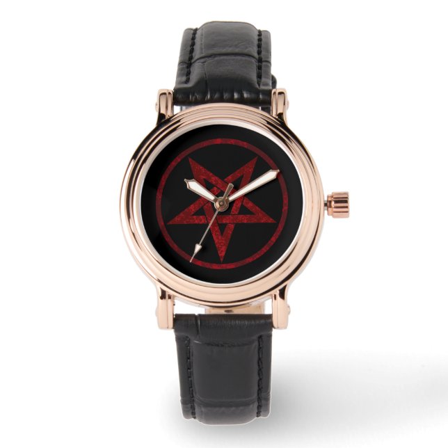 Reloj De Pulsera Pentagram del diablo Rojo (Anverso)