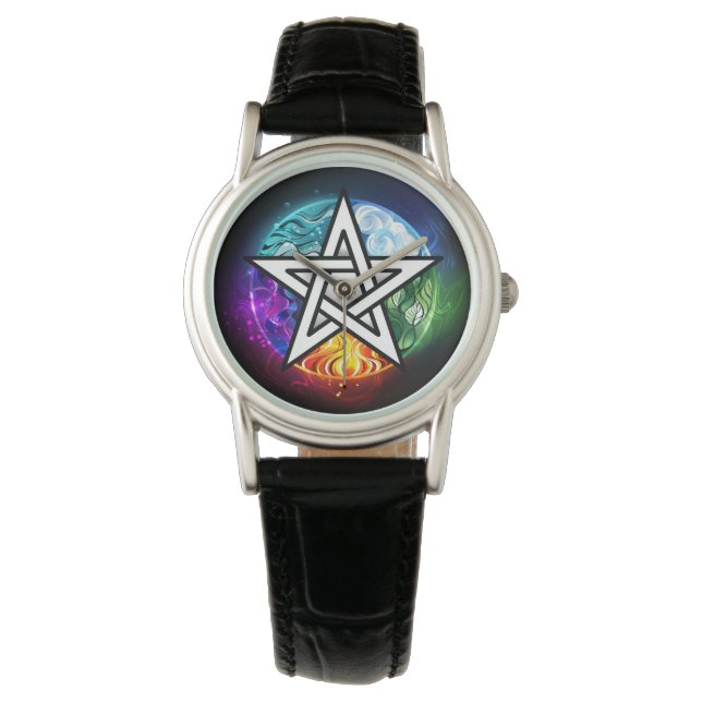 Reloj De Pulsera Pentagrama de Wiccan (Anverso)