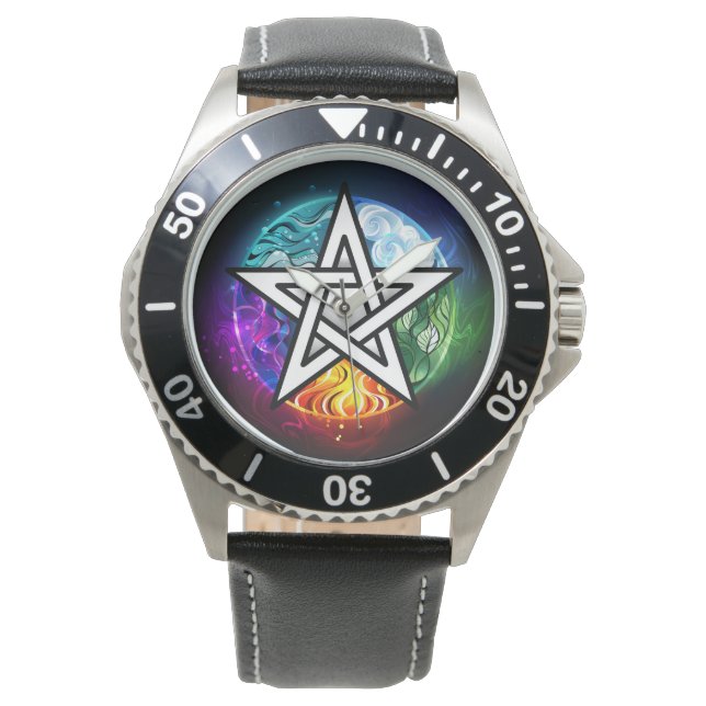 Reloj De Pulsera Pentagrama de Wiccan (Anverso)