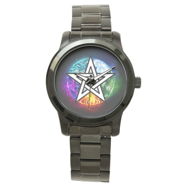 Reloj De Pulsera Pentagrama de Wiccan (Anverso)