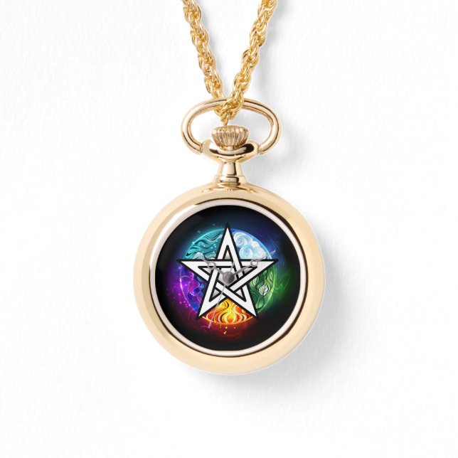 Reloj De Pulsera Pentagrama de Wiccan (Anverso)