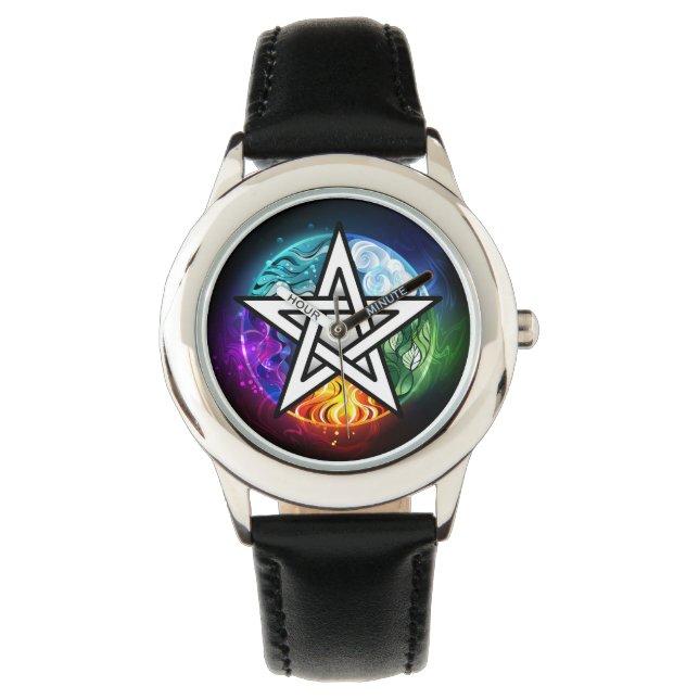 Reloj De Pulsera Pentagrama de Wiccan (Anverso)