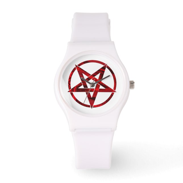 Reloj De Pulsera Pentagrama del Diablo Rojo (Anverso)