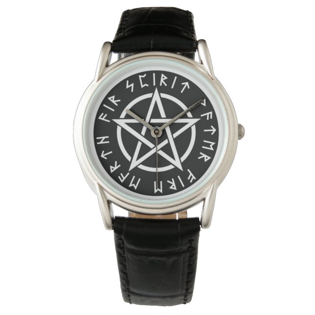 Reloj De Pulsera Pentagrama rúnica de Wiccan (Anverso)