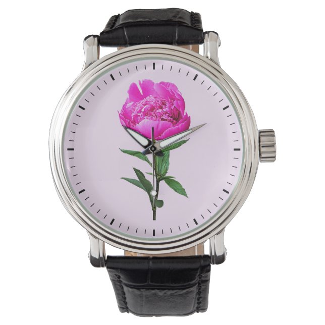 Reloj De Pulsera Peonía rosa oscuro (Anverso)