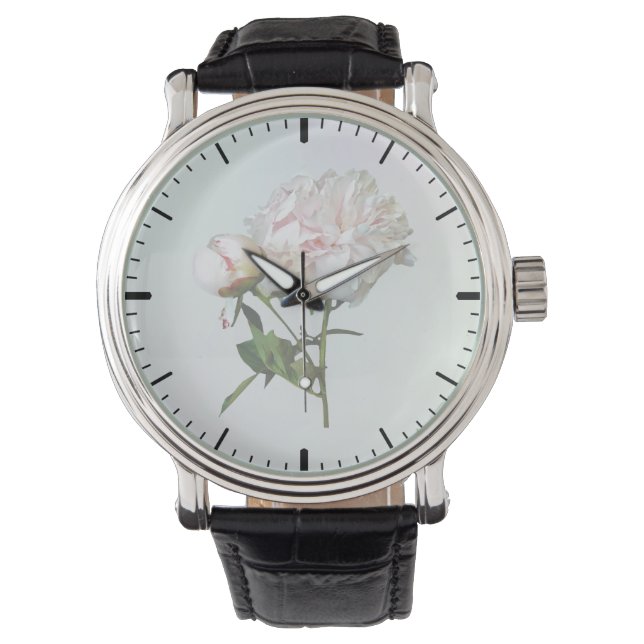 Reloj De Pulsera Peonía rosa pálido y capullo (Anverso)