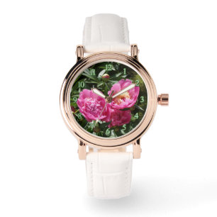 Reloj De Pulsera peonías rosadas oscuras