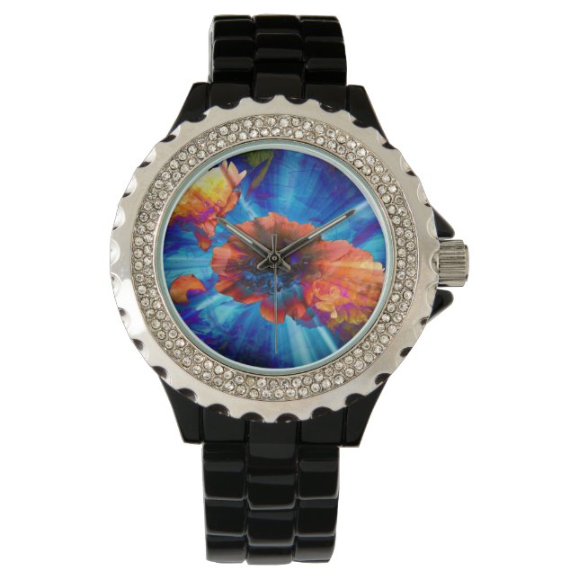 Reloj De Pulsera Peonies in Blue Light (Anverso)
