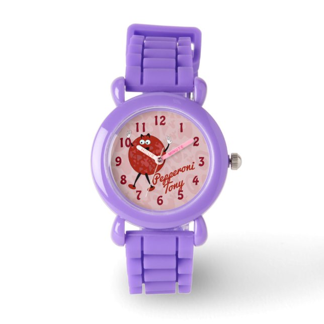 Reloj De Pulsera Pepperoni Tony Time Cute Pizza Personalizado Fun (Anverso)