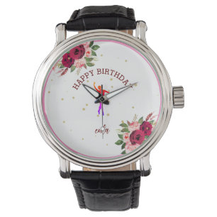 Reloj De Pulsera Pequeña bailarina de ballet floral rosa clave de f