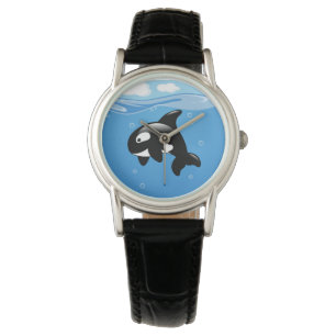 Reloj De Pulsera Pequeña ballena linda de la orca en el océano