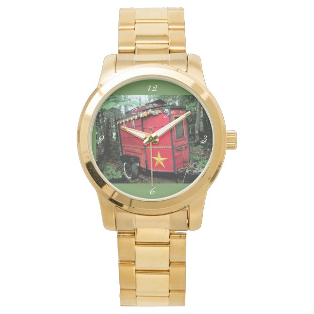 Reloj De Pulsera Pequeña caravana gitana roja personalizada (Anverso)