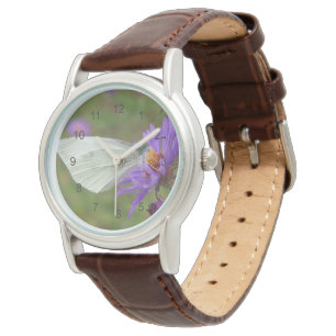 Reloj De Pulsera Pequeña mariposa del blanco de col