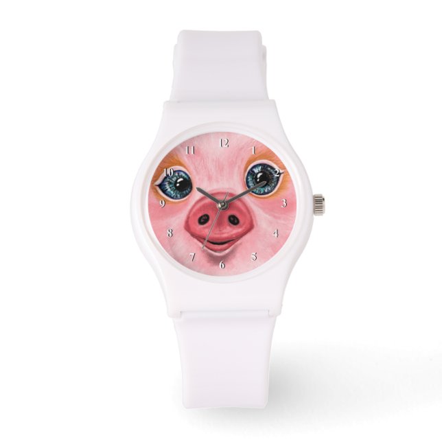 Reloj De Pulsera Pequeño bebé cerdito - Sonrisa (Anverso)