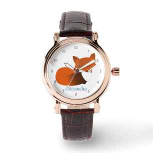 Reloj De Pulsera Pequeño Fox rojo tímido personalizado