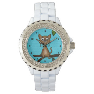 Reloj De Pulsera Pequeño gato marrón