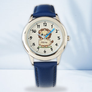 Reloj De Pulsera Pequeño león lindo con un Rótulo de nombre