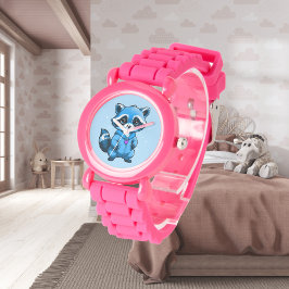 Reloj De Pulsera Pequeño mapache en Blue eWatch