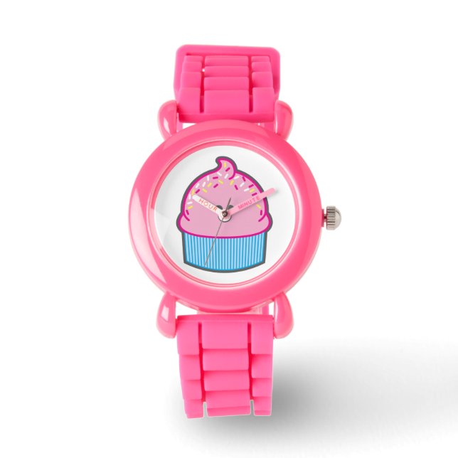 Reloj De Pulsera Pequeño pastel de tarta rosada (Anverso)