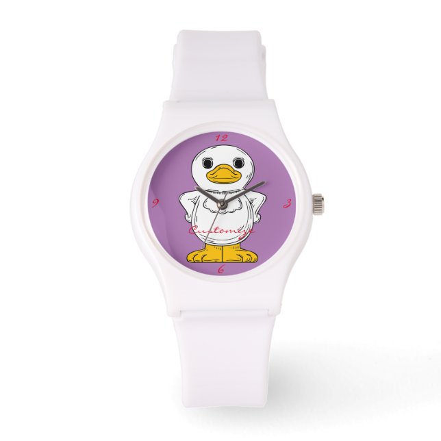 Reloj De Pulsera Pequeño pato blanco en pie de trueno (Anverso)