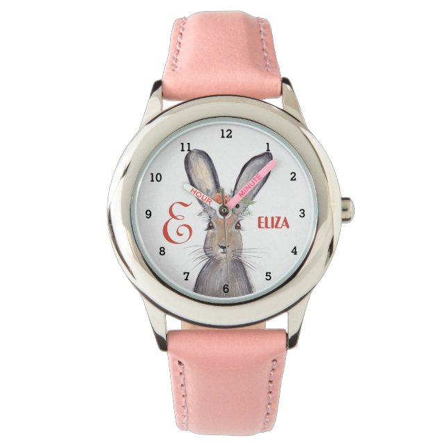 Reloj De Pulsera Pequeños Chicas Conejo Conejo Rosa Niños Animales  (Anverso)