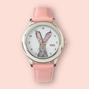 Reloj De Pulsera Pequeños Chicas Conejo Conejo Rosa Niños Animales 