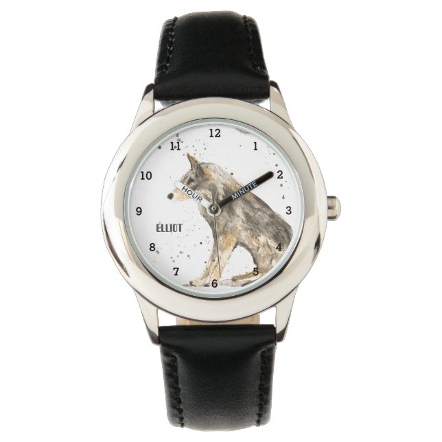 Reloj De Pulsera Pequeños chicos lobo animales salvajes Woodland (Anverso)