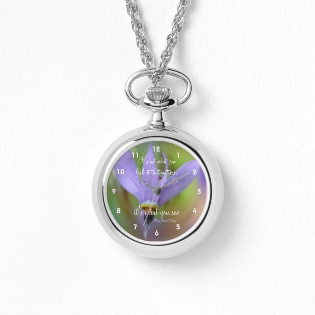 Reloj De Pulsera Percepción Cita Flor púrpura Inspiradora (Anverso)