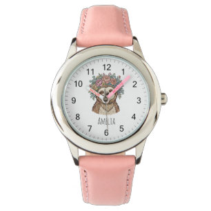 Reloj De Pulsera Perezoso Floral Adorable Personalizado con Corona