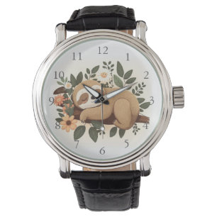Reloj De Pulsera Perezoso holgazán durmiendo en una rama caricatura