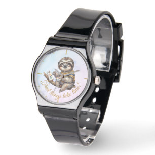 Reloj De Pulsera Perezoso Lindo con Gafas Divertida Pintura Acuarel