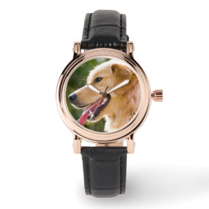Reloj De Pulsera Perfil de Golden Retriever con lengua de salida